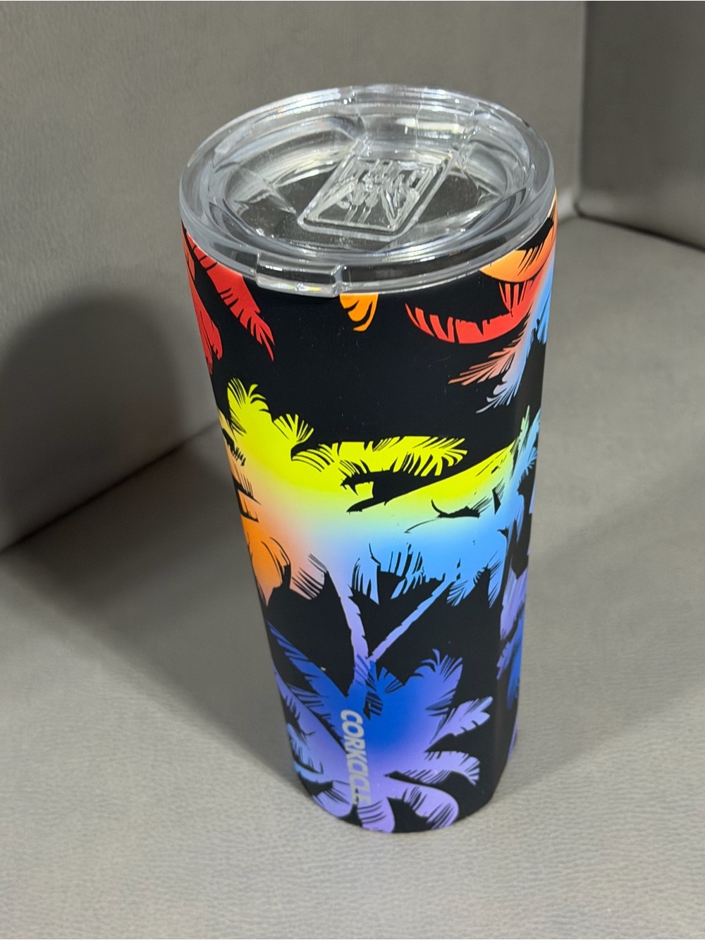 Corkcicle Rainbow Palm Stainless Tumbler - Black 24 oz